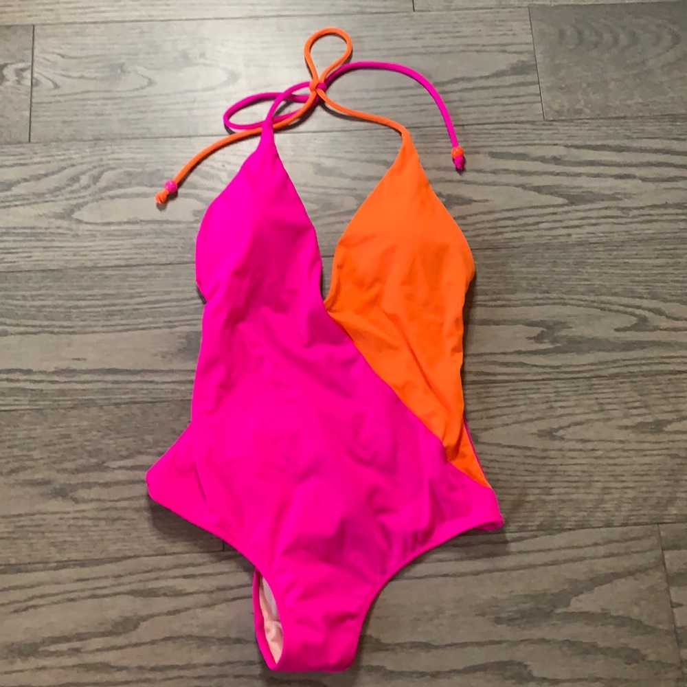 Victoria’s Secret one piece pink and Orange plunge size XS